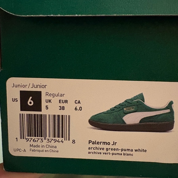 NIB Puma Palermo Green Suede Sneakers Kids 6/ Womens 7.5 - Picture 9 of 9